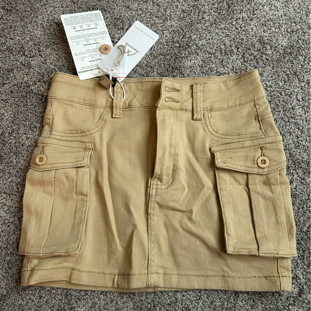 Tan Cargo Mini Skirt